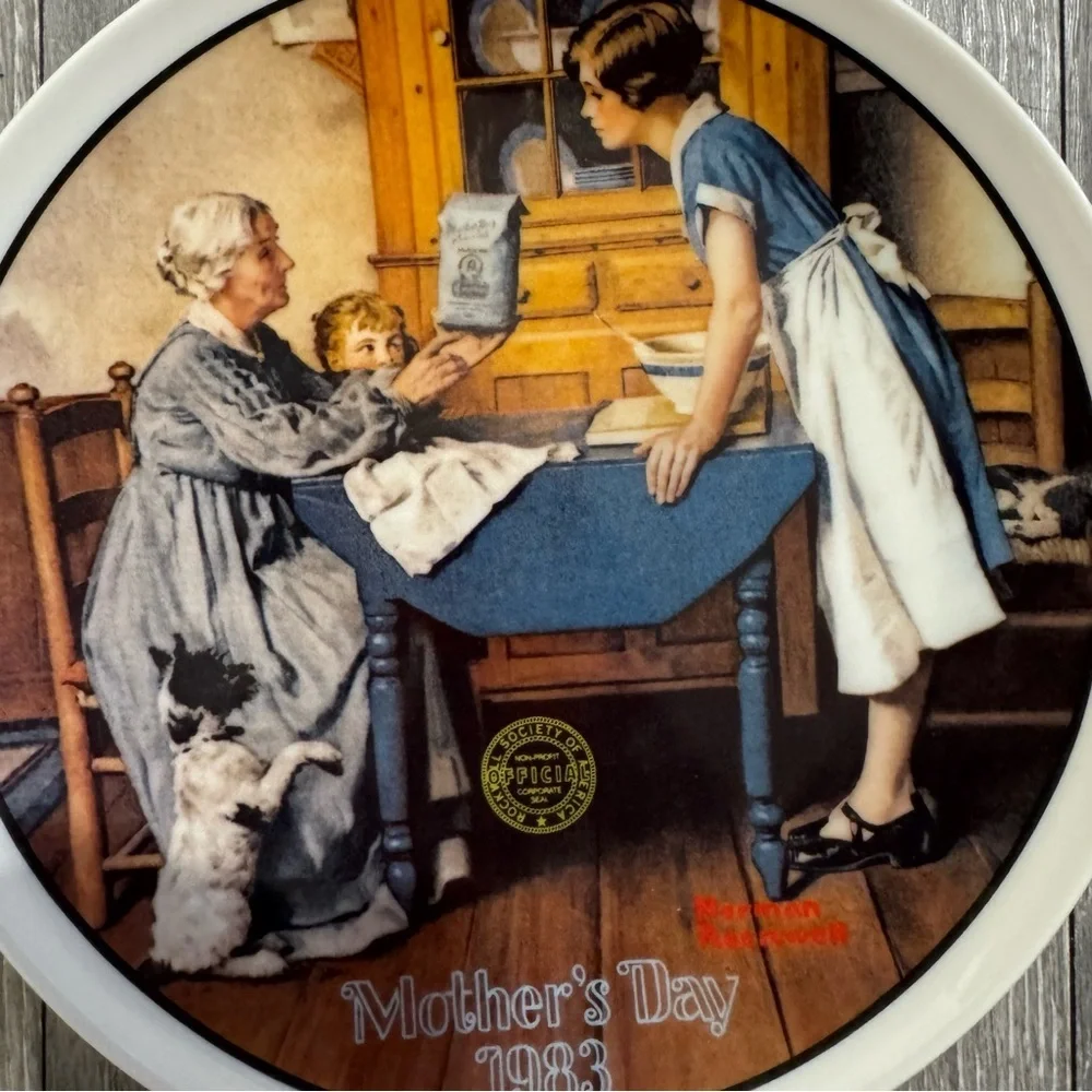 Norman Rockwell Mother's Day 1983 Vintage Plate Add Two Cups and a Measure‎ Love